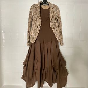 Womens size  Large Alberto Makali Sleeveless Midi dress and crinkle Jacket